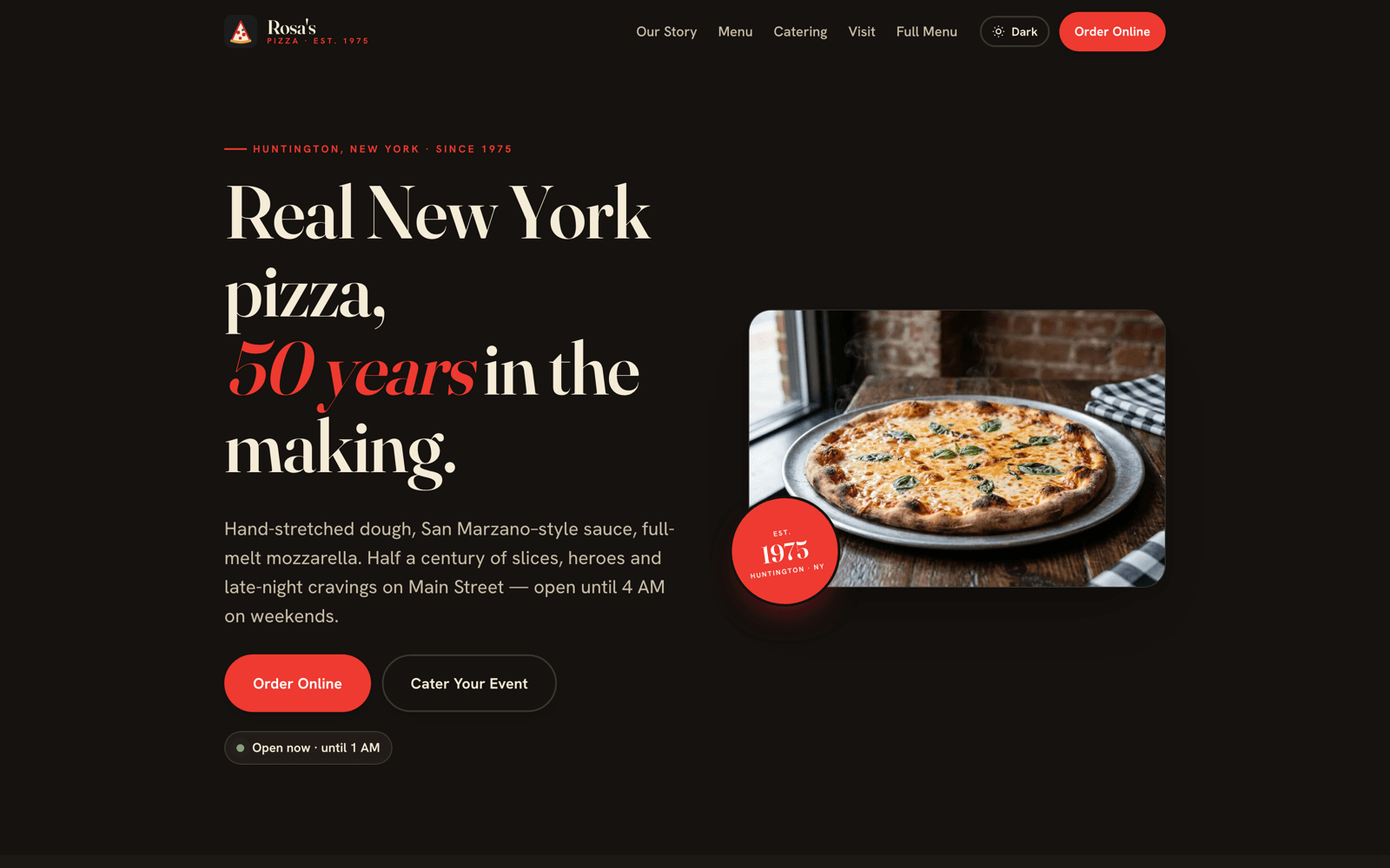 Rosa's Pizza restaurant site